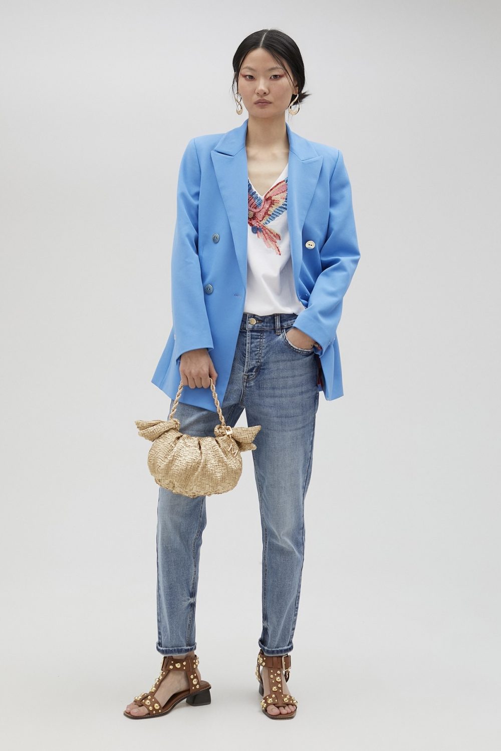 T-shirt with Rhinestone Bird