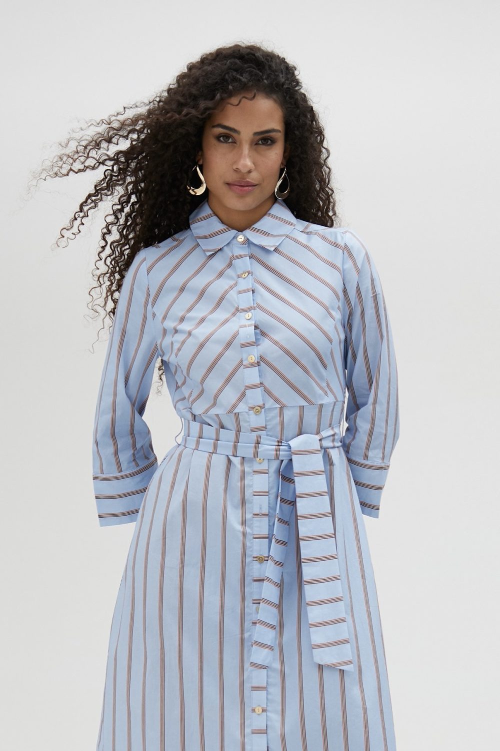 Poplin Long Striped Dress