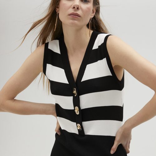 Black & White striped knit dress