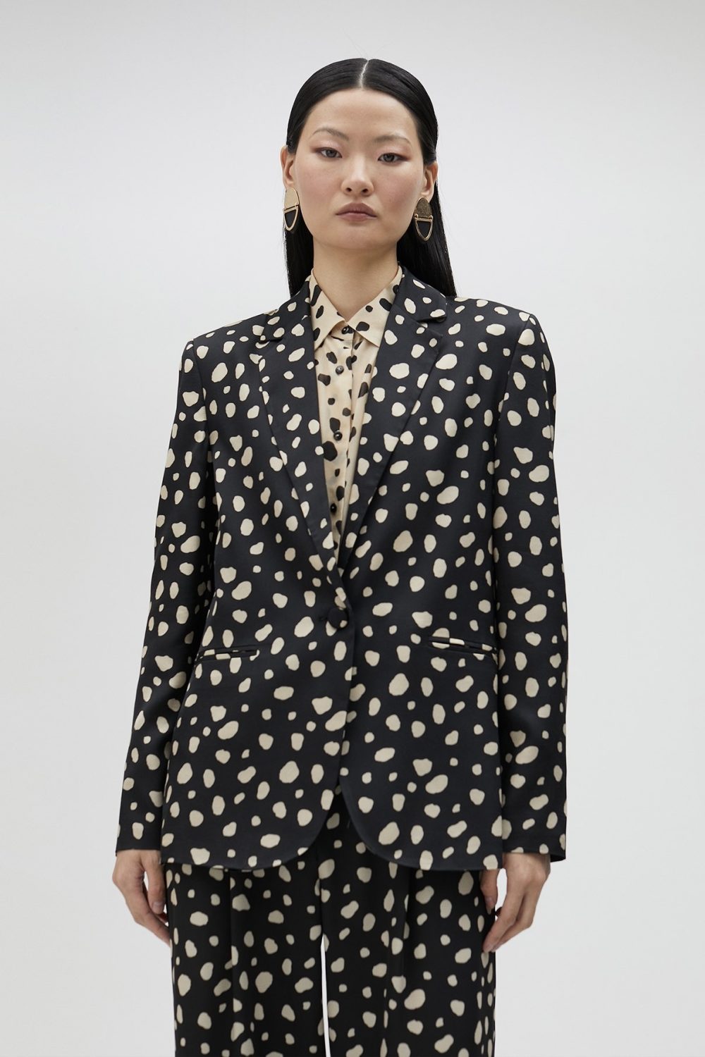 Blazer With Irregular Polka Dots