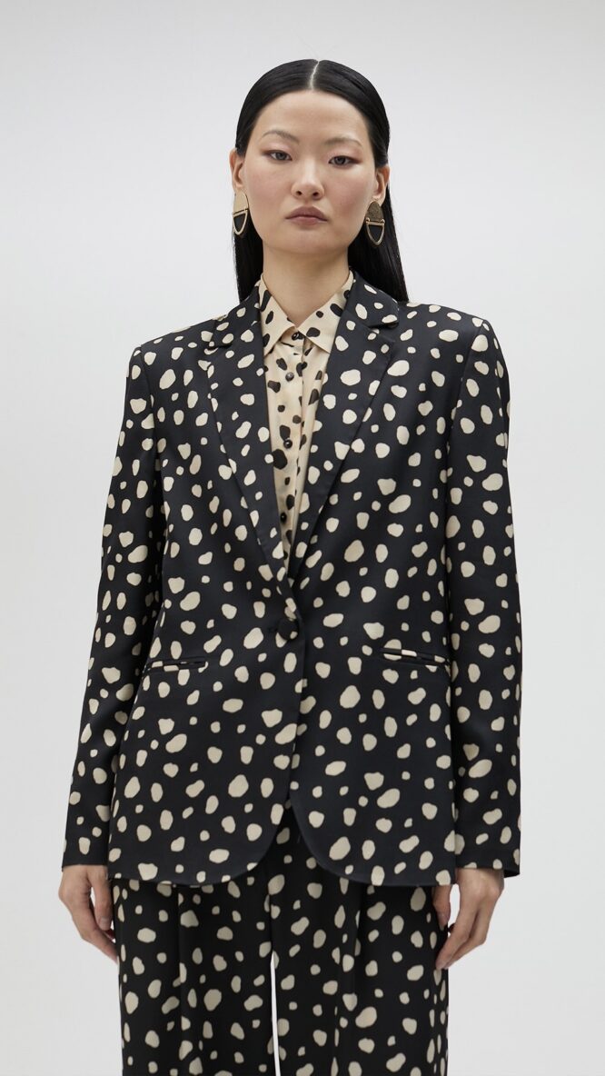 Blazer With Irregular Polka Dots