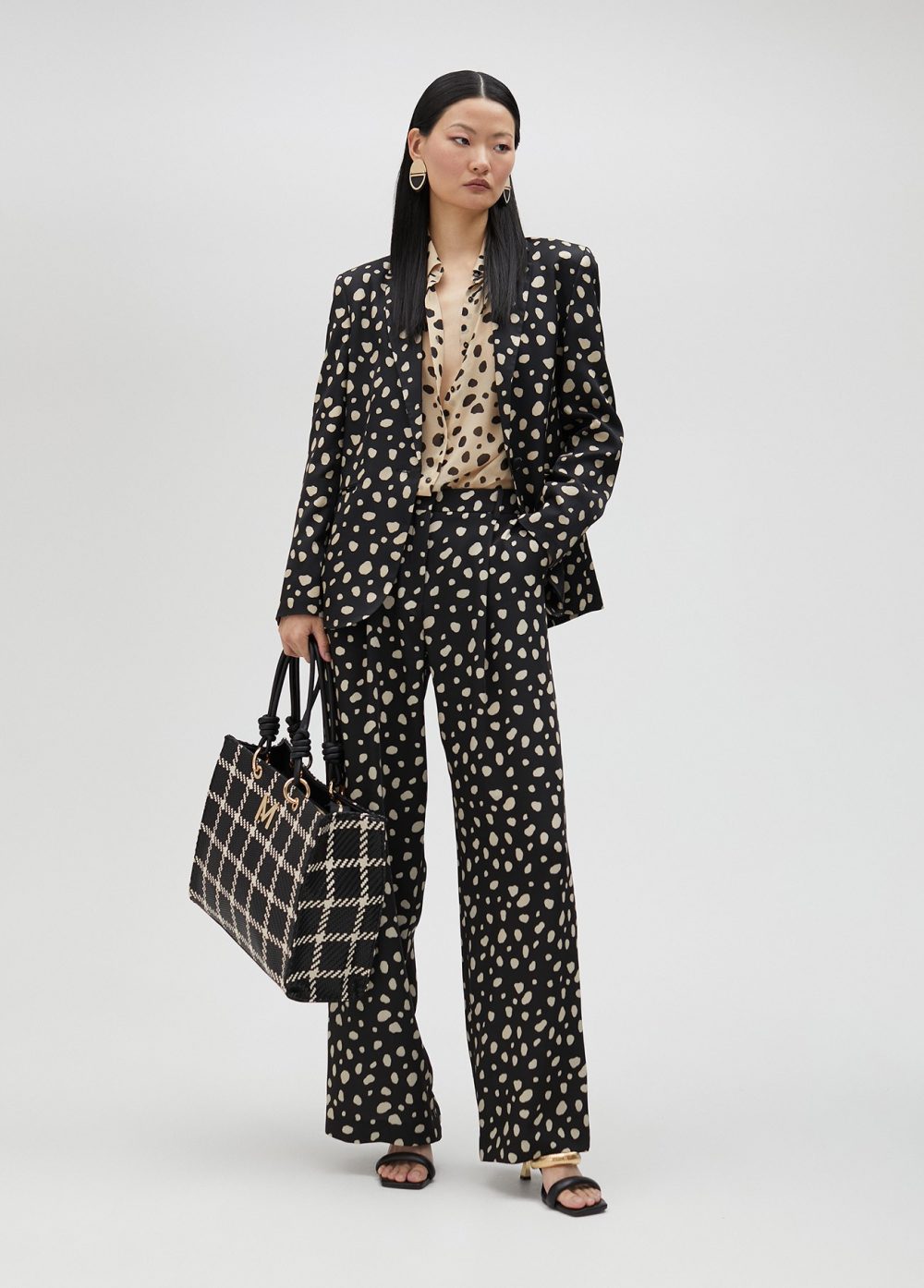 Blazer With Irregular Polka Dots