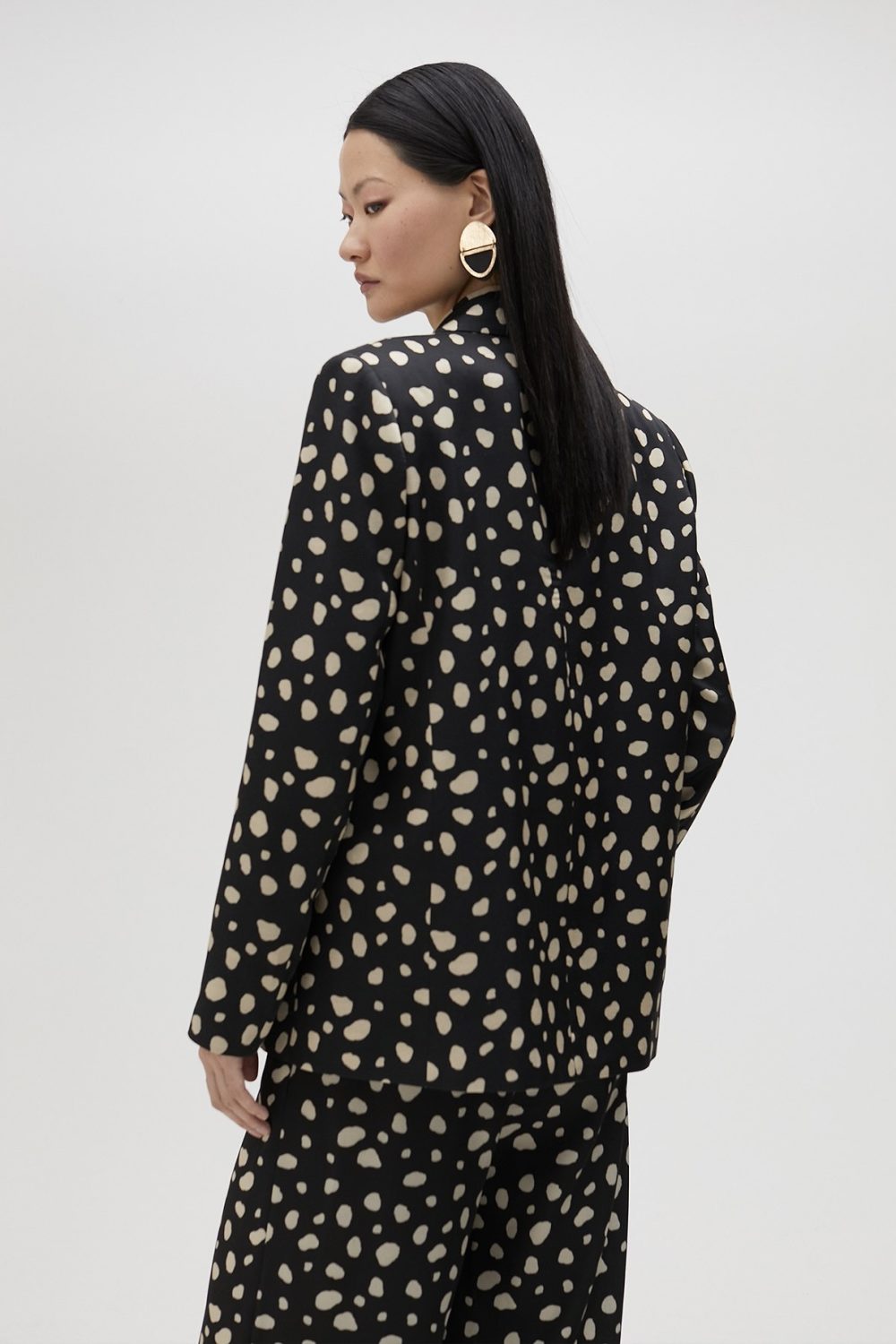 Blazer With Irregular Polka Dots