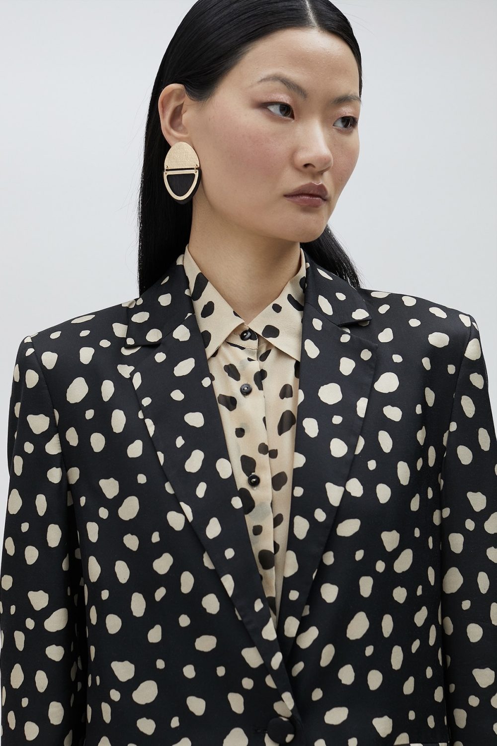 Blazer With Irregular Polka Dots