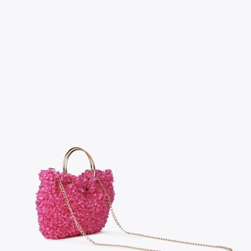 Mini Floral Fabric Bag With Metal Handles