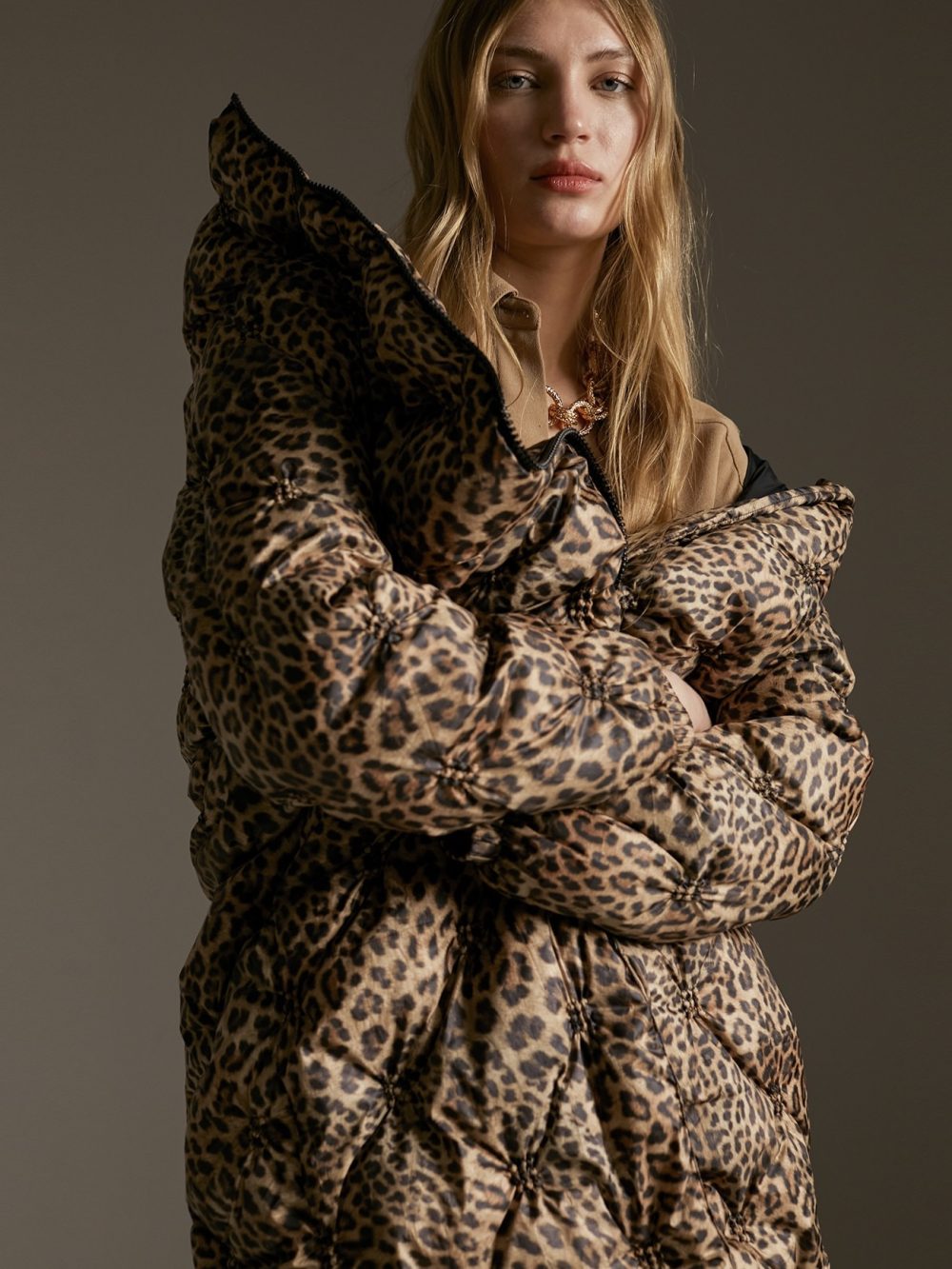 Puffer Coat With Contrast Lining