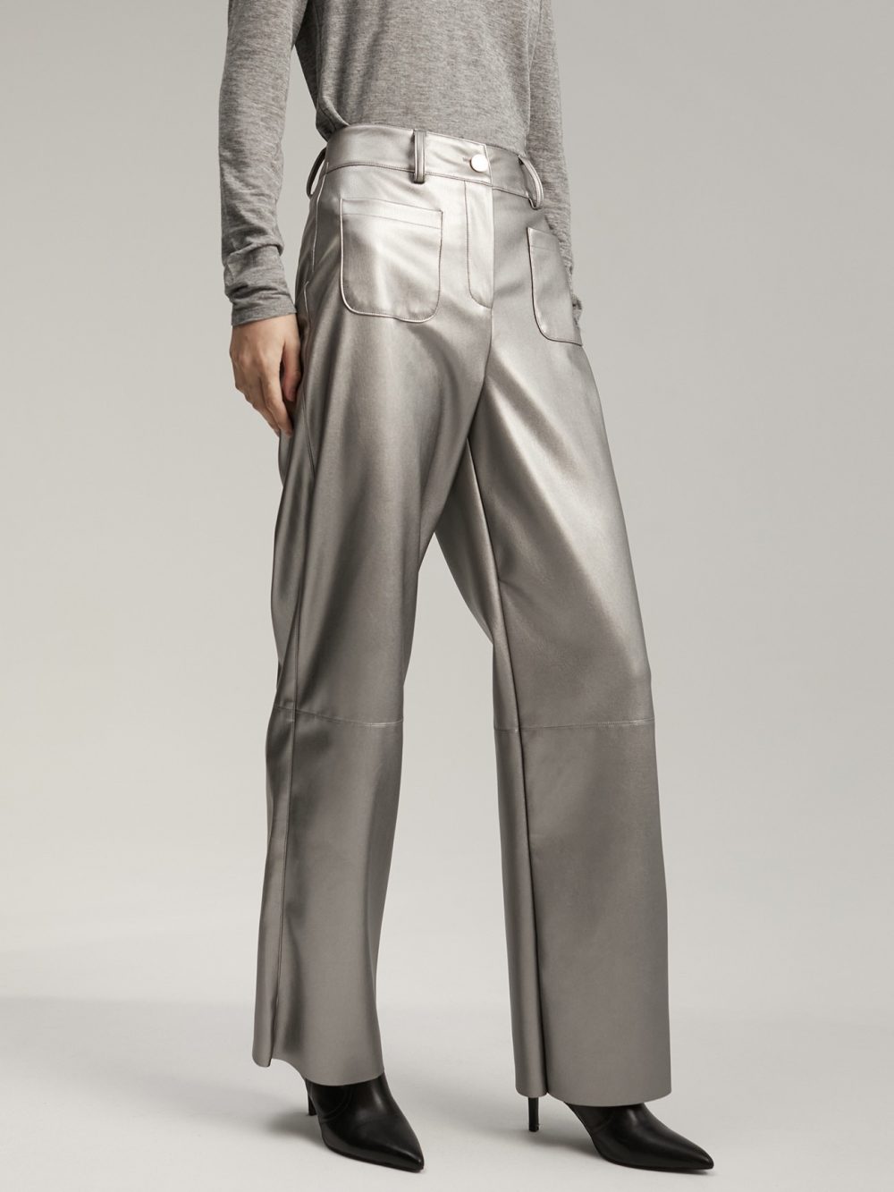 Wide Leg Silver Pants