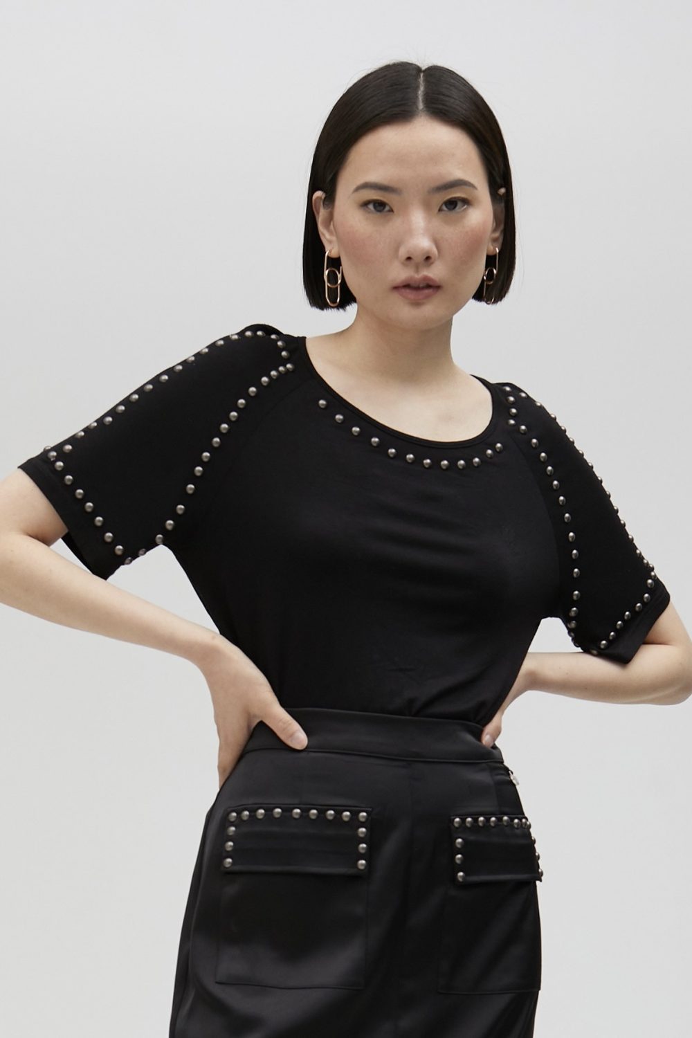 Short-Sleeved Studded T-Shirt