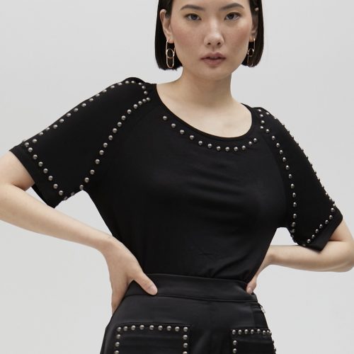 Short-Sleeved Studded T-Shirt