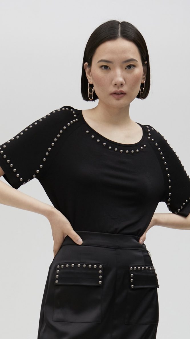 Short-Sleeved Studded T-Shirt