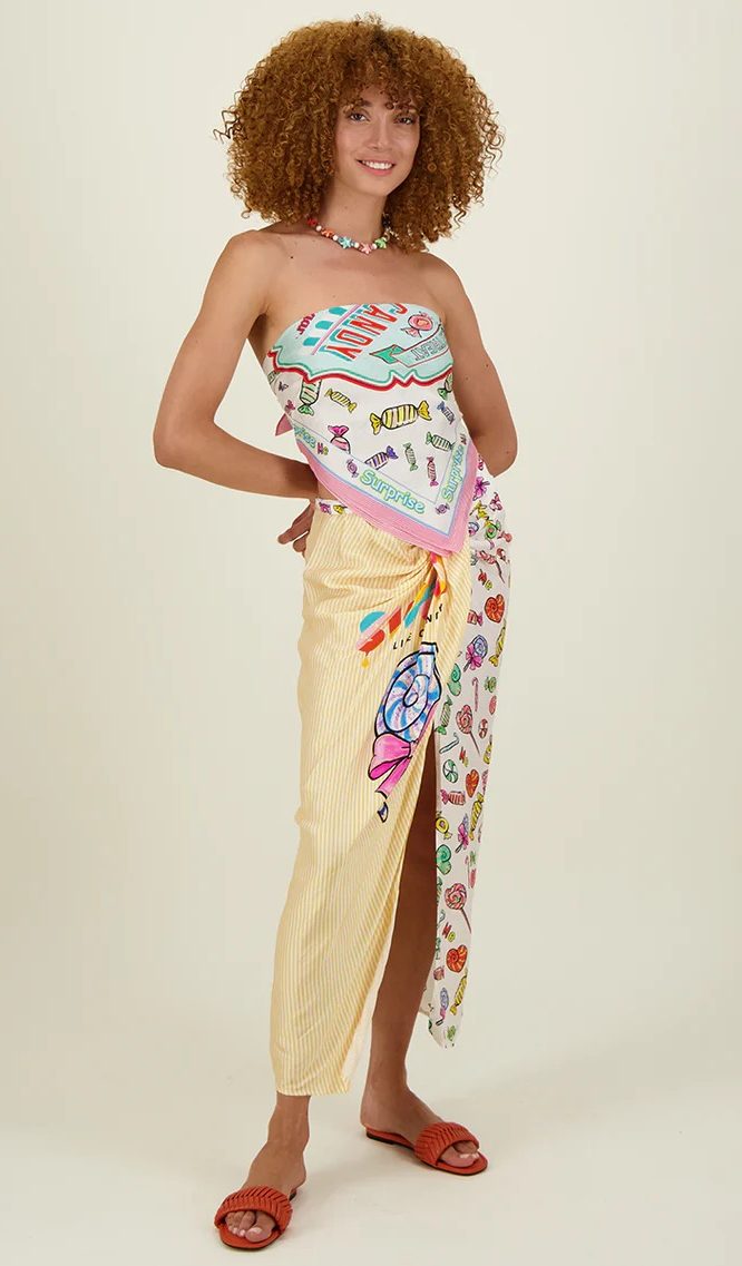 Luna Tie Front Skirt-Candy