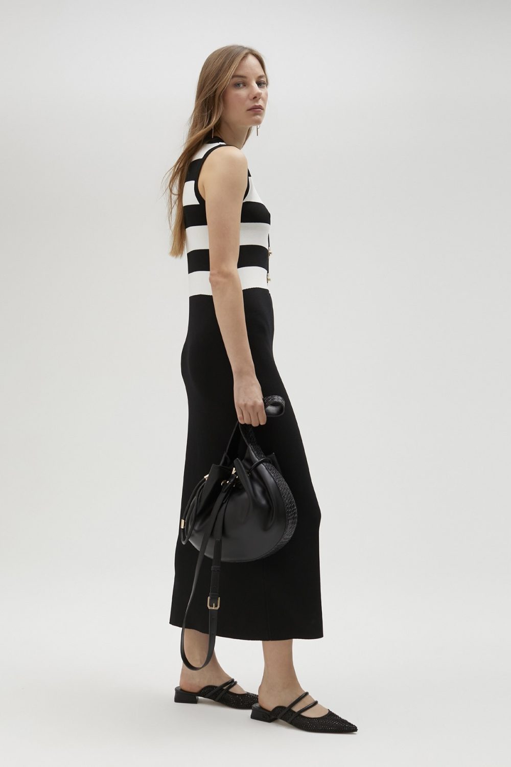 Black & White striped knit dress