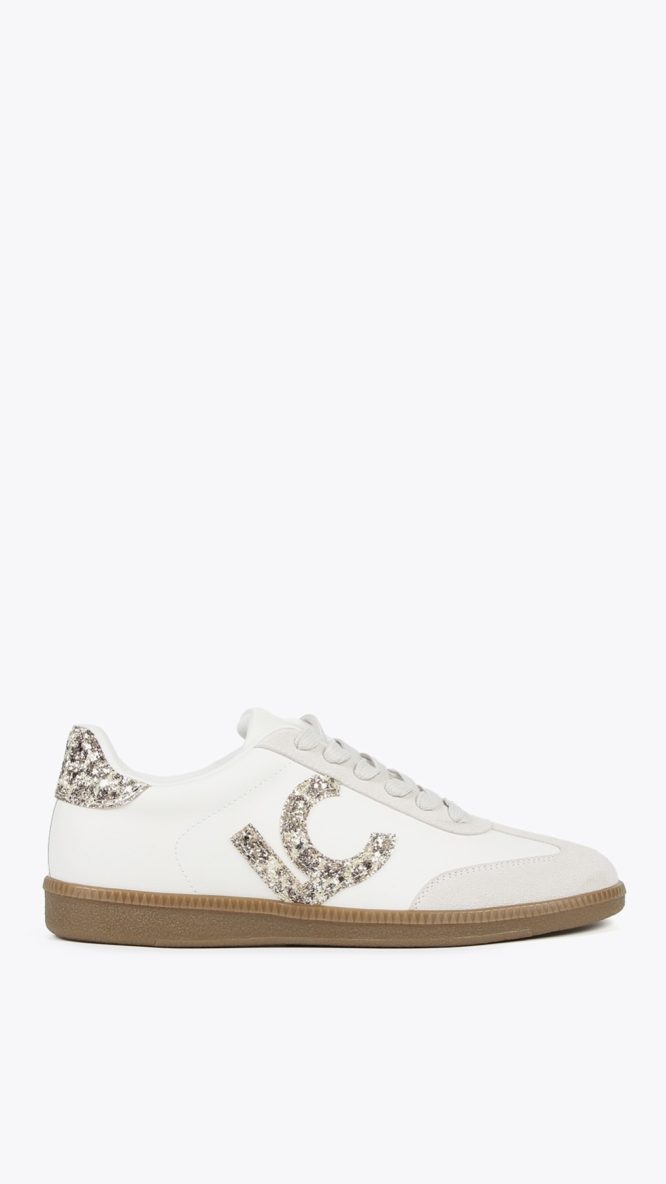 Sneakers with Leopard & Glitter-Effect Details