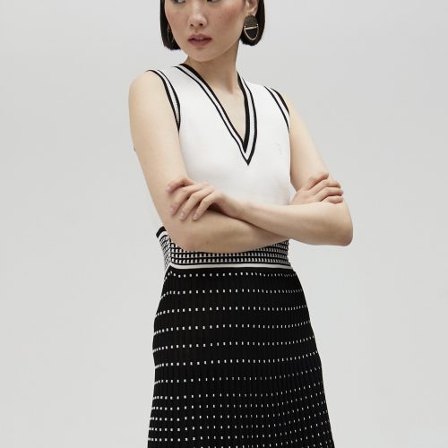 Pleated-effect knit dress