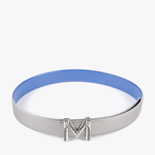 Blue And Silver Reversible Belt