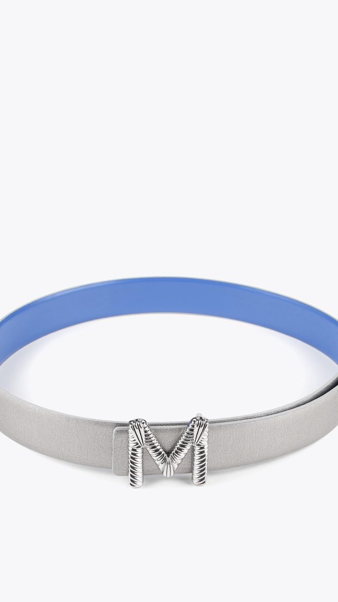 Blue And Silver Reversible Belt