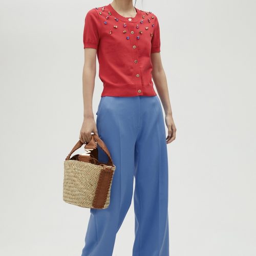 Striped Cardigan With Rhinestones