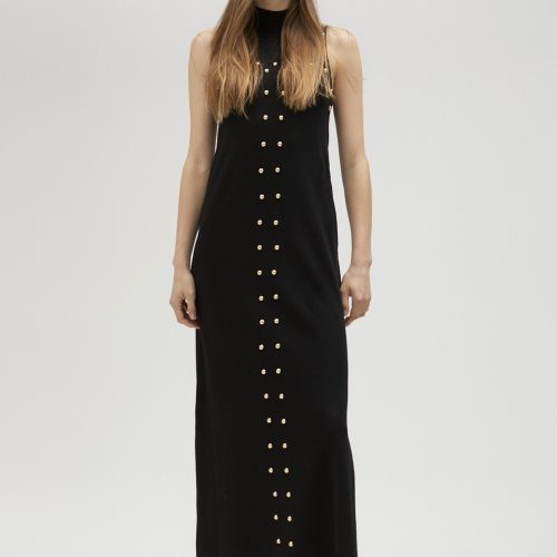 Black Knit Dress With Studs