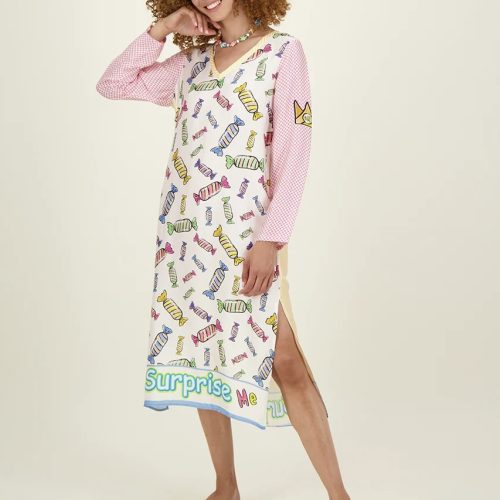 Violet V-Neck T-Dress-Candy