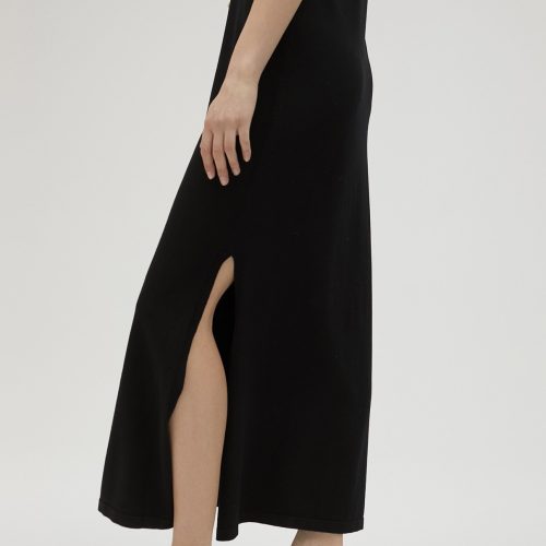 Black Knit Dress With Studs