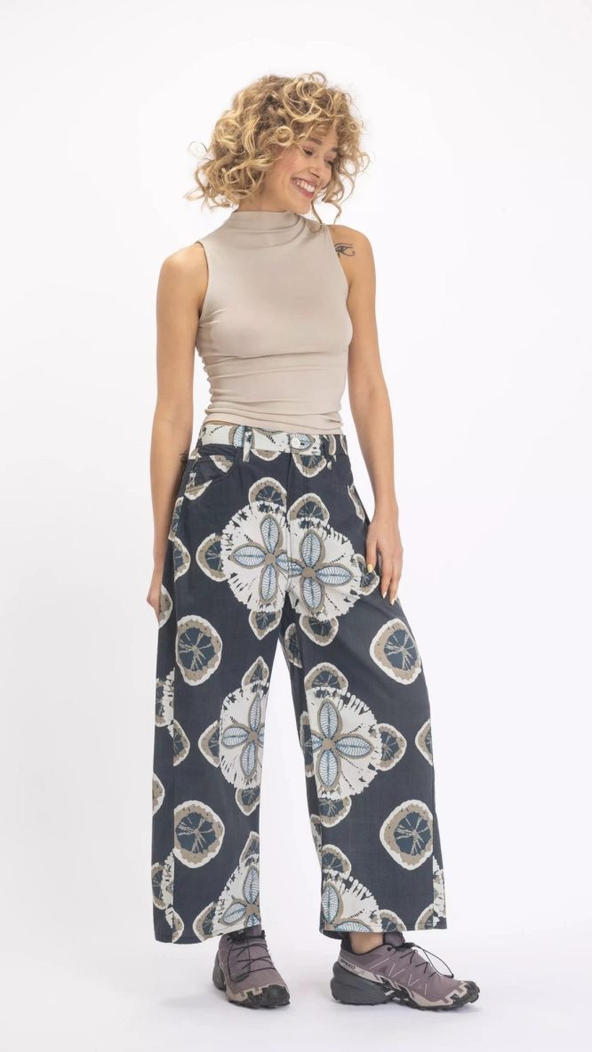 Vishnu Charcoal Flower Print Pants