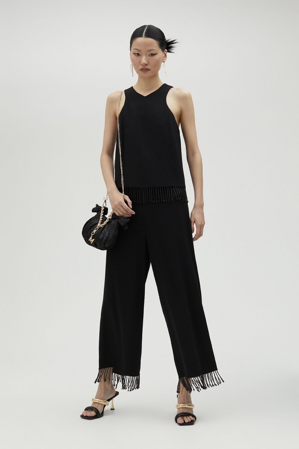 Black Top With Fringing And Rhinestones