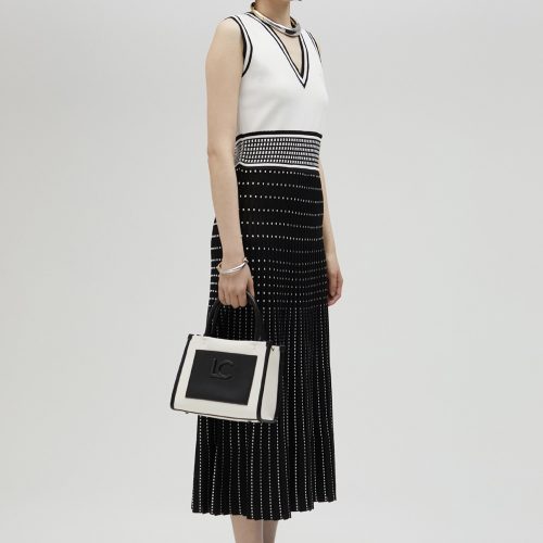 Pleated-effect knit dress