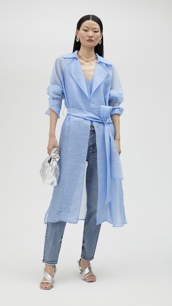 Organza Trench Coat Blue