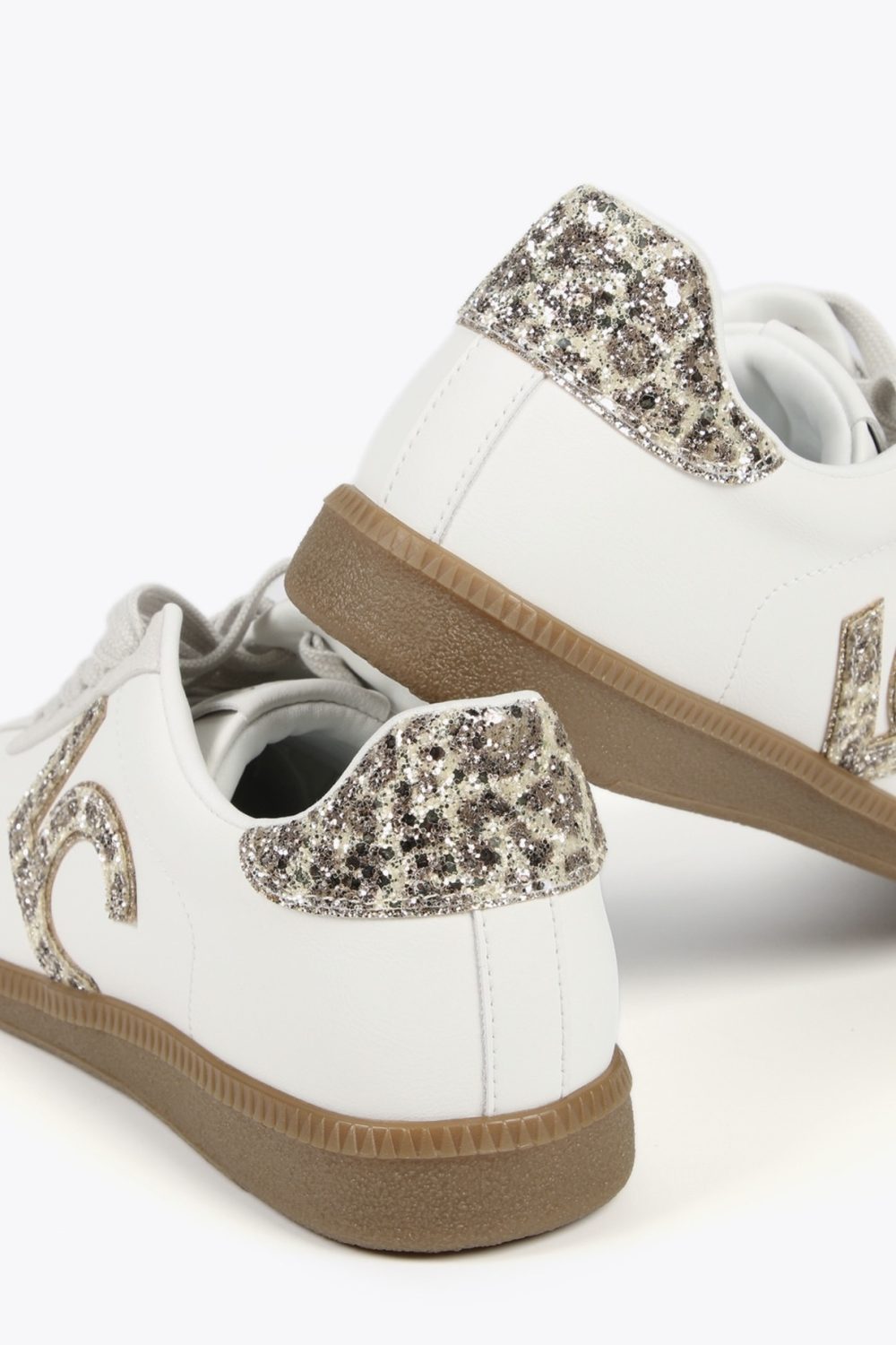 Sneakers with Leopard & Glitter-Effect Details