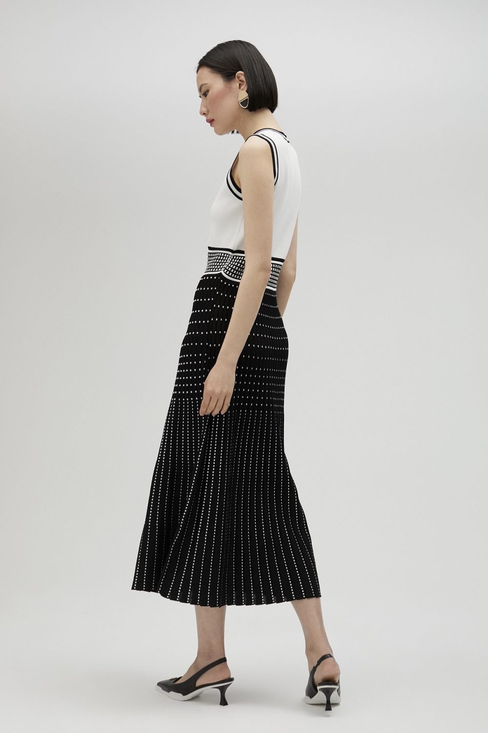 Pleated-effect knit dress