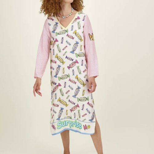 Violet V-Neck T-Dress-Candy