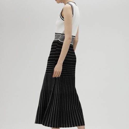 Pleated-effect knit dress