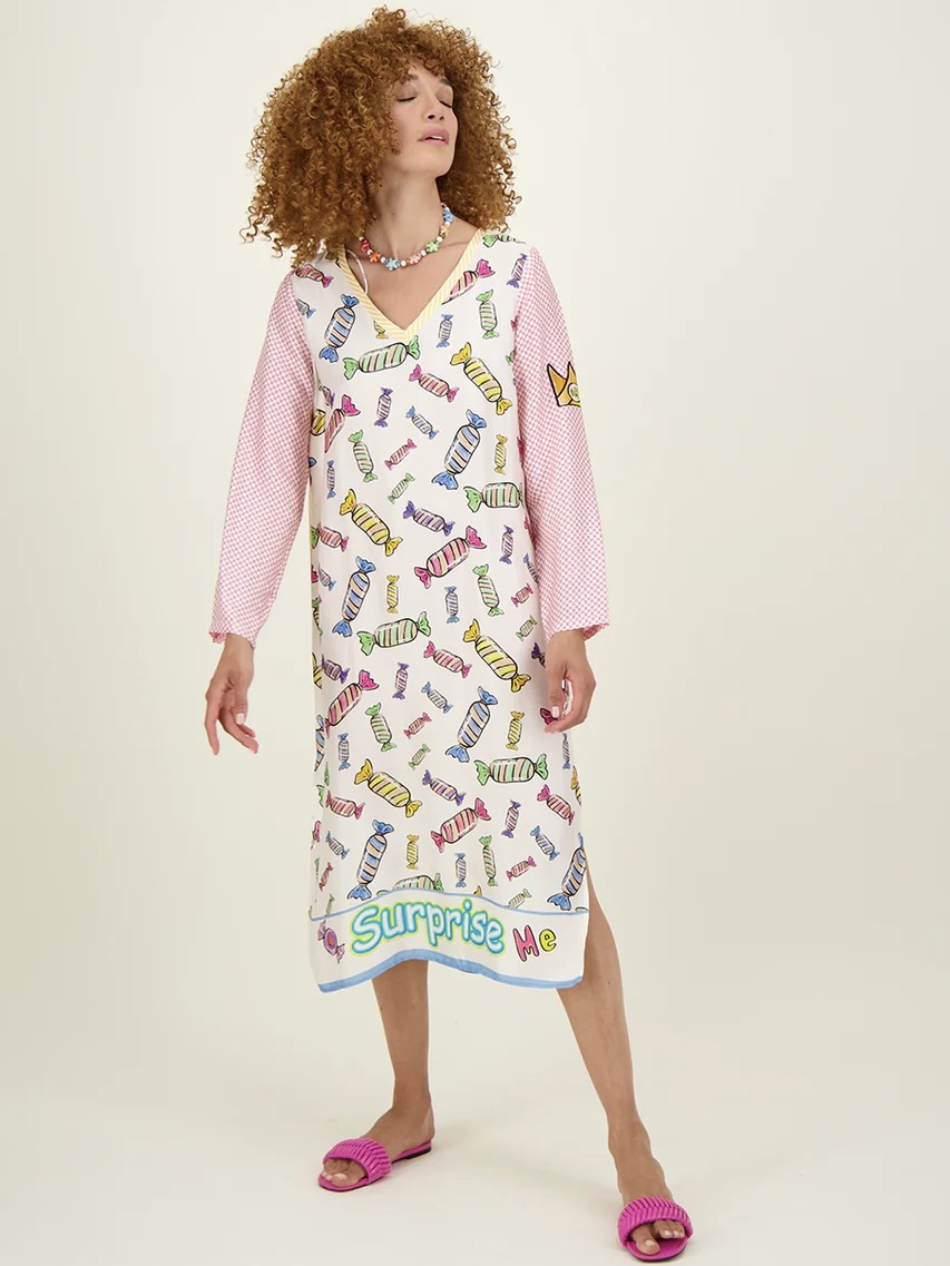 Violet V-Neck T-Dress-Candy