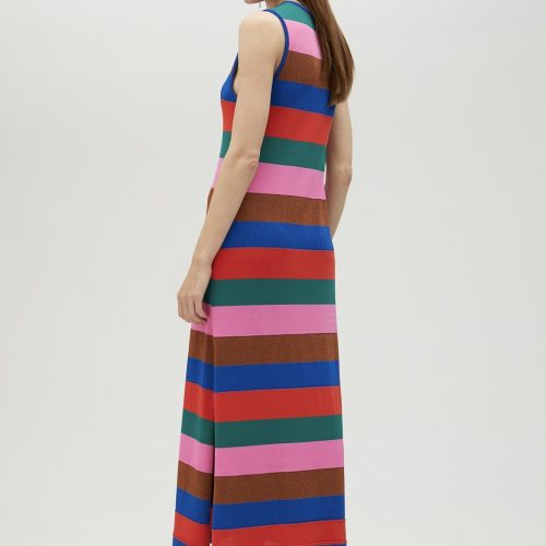Multicolor Striped Knit Midi Dress