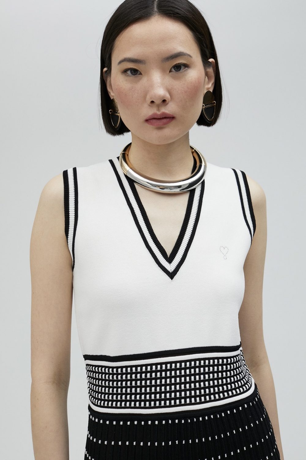 Pleated-effect knit dress