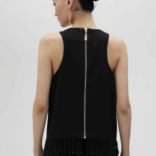Black Top With Fringing And Rhinestones