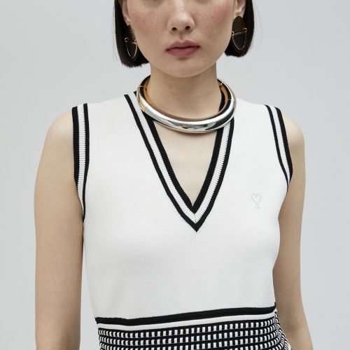 Pleated-effect knit dress