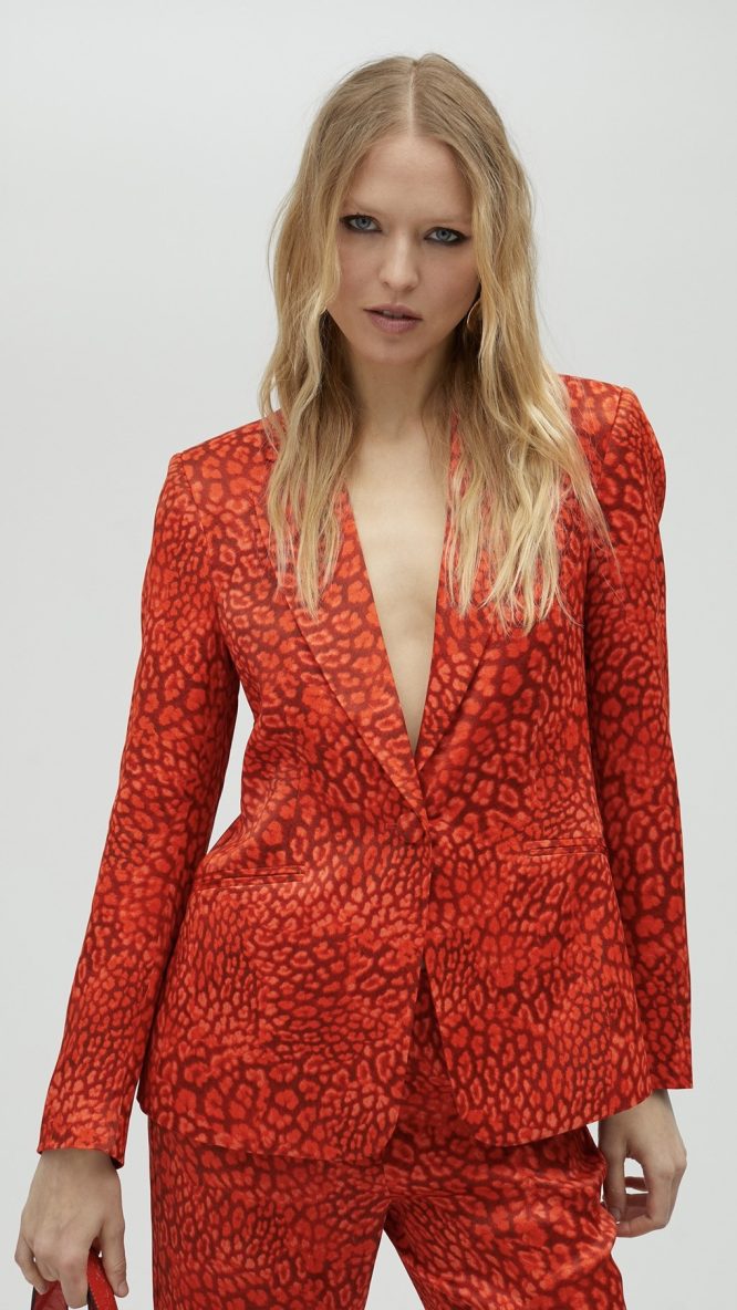 Animal Print Blazer Orange