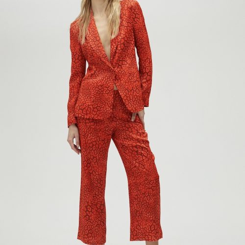 Animal Print Straight Trousers Orange