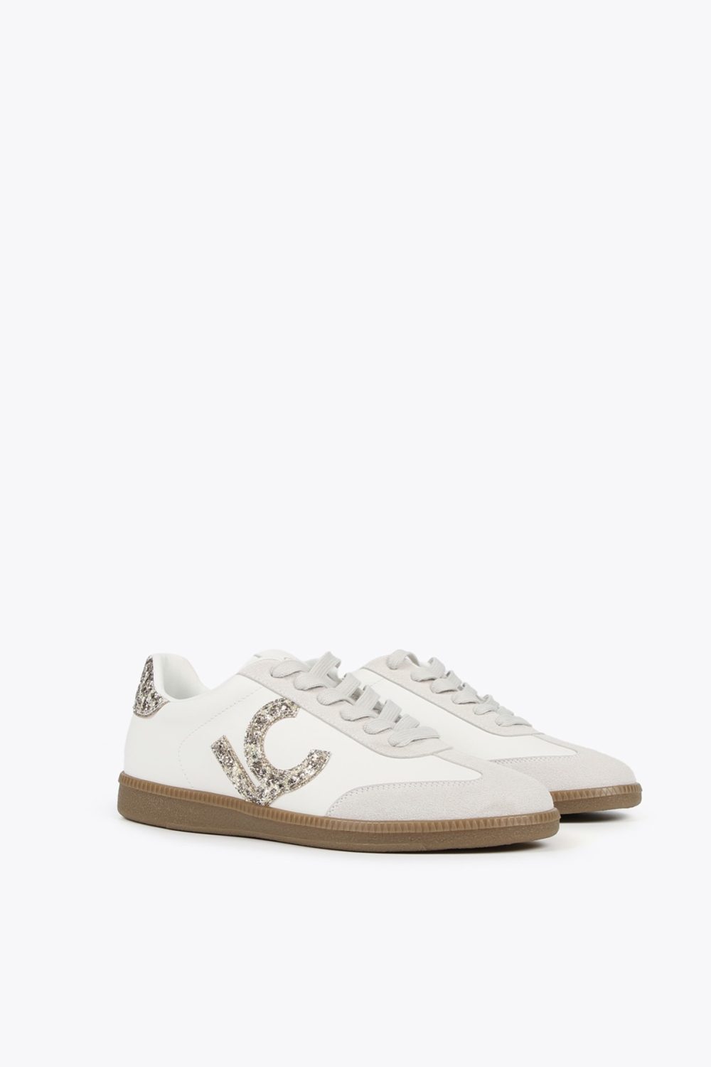 Sneakers with Leopard & Glitter-Effect Details