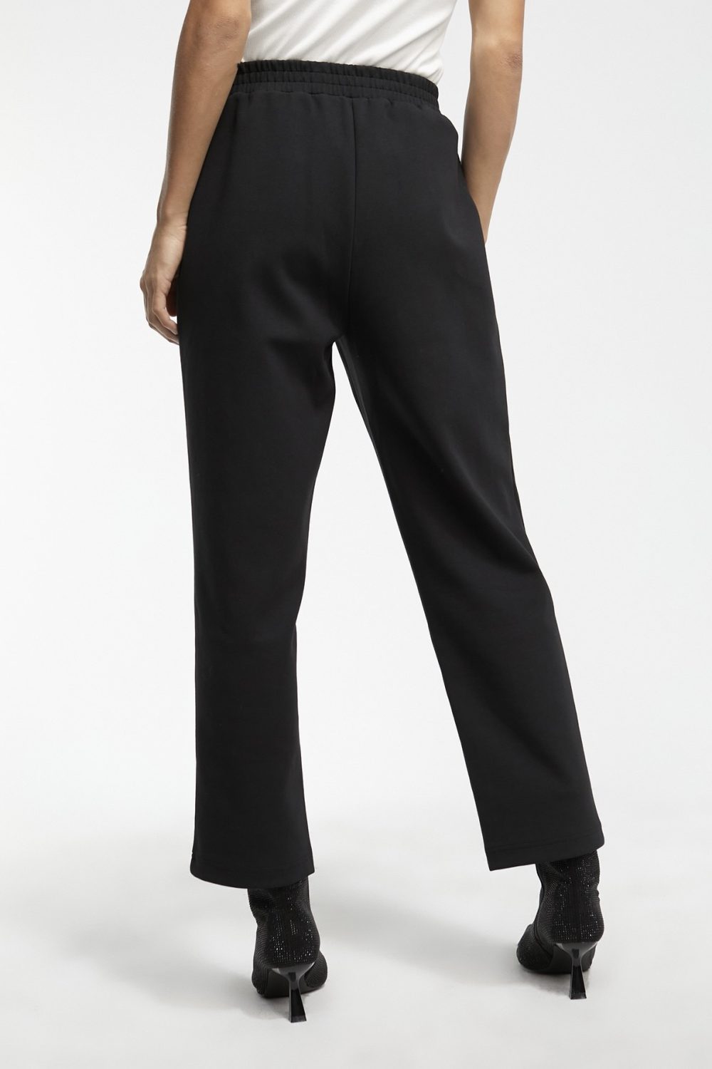 Straight Black Joggers with Leather Pockets