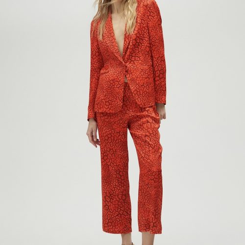 Animal Print Straight Trousers Orange