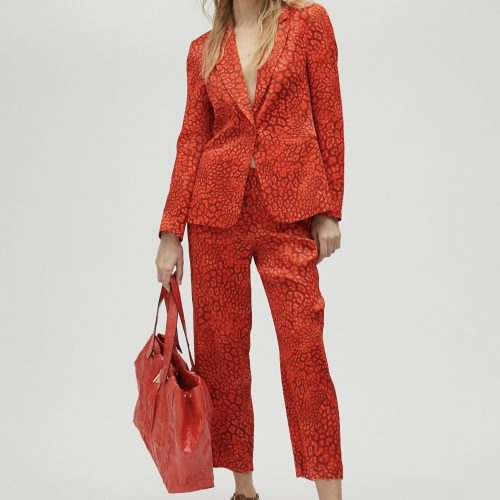 Animal Print Straight Trousers Orange