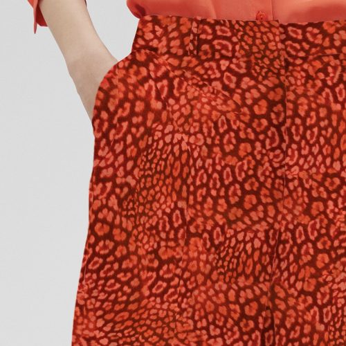 Animal Print Straight Trousers Orange