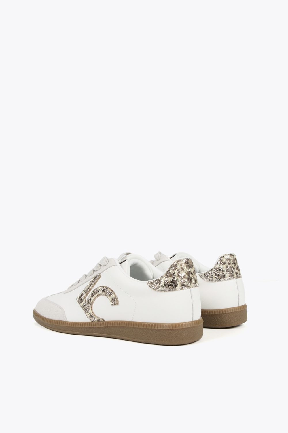 Sneakers with Leopard & Glitter-Effect Details