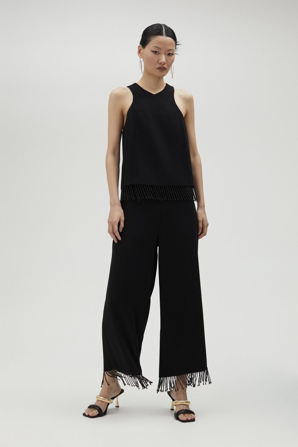 Black Top With Fringing And Rhinestones