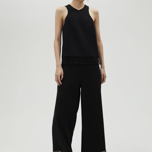 Black Top With Fringing And Rhinestones