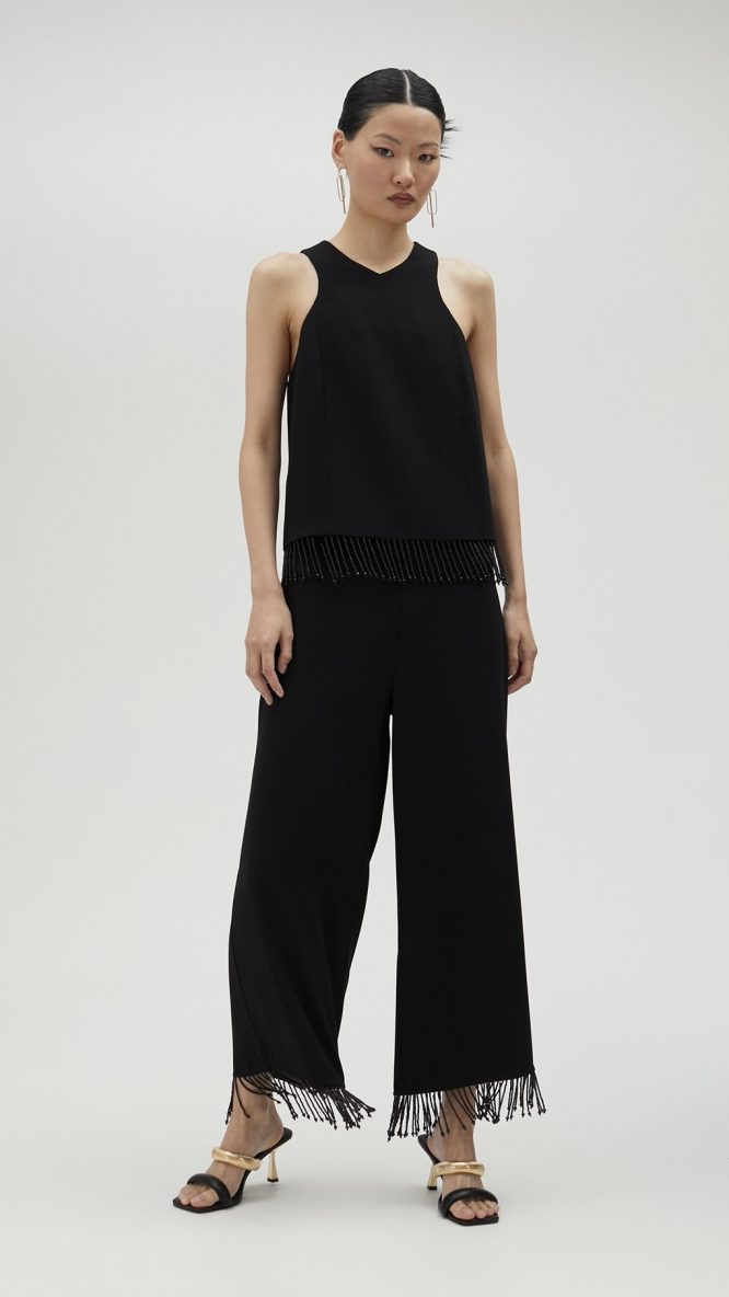 Black Top With Fringing And Rhinestones