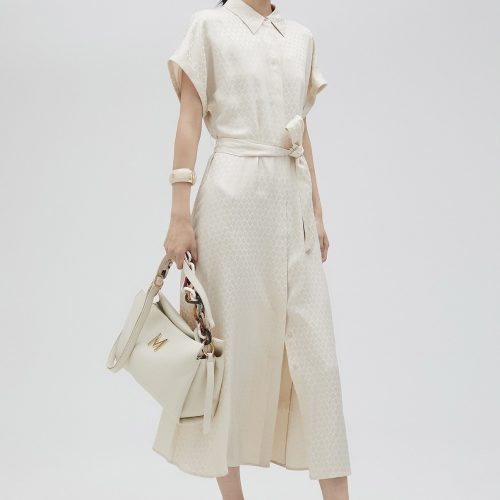 Satin Shirt Dress In Cream