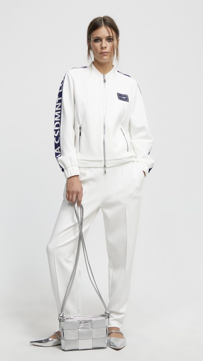 White & Blue zip-up Sweatshirt